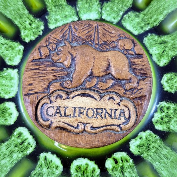 California Treasure Craft Plate California USA Retro Drip Glaze Avocado Green - Picture 5 of 10